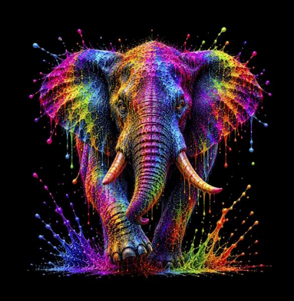Wild Und Bunt - Panelbild Elefant 70cm - BIO French Terry